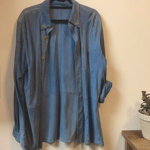 Salvatore Ferragamo button down men’s suede shirt